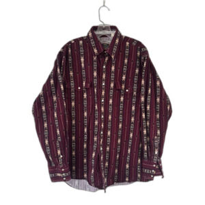 Vintage Cumberland Outfitters Shirt Mens Large Western Aztec Pearl Snap Adult
